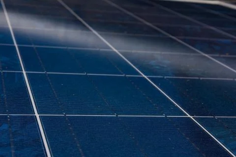 Solar Panel Blue Texture Close Detail Energy Renewable Device Installa Stock Photos