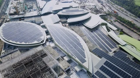 Solar panel on building roof top Stock Footage 142925549