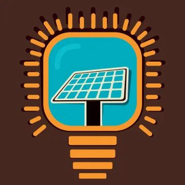 Solar panel in bulb vector Stock Illustration