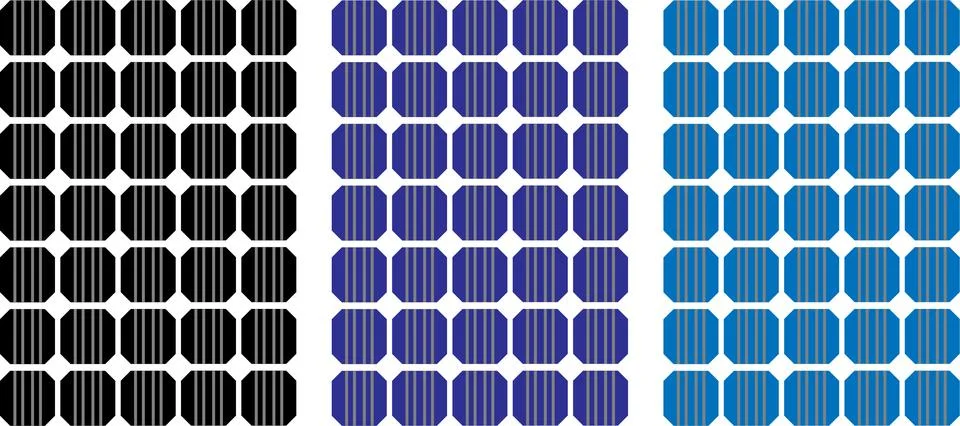 Solar Panel Cell Arrays with Octagonal Photovoltaic Modules Stock Illustration