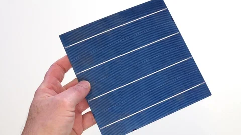 Solar Panel Cell Inspection in One Hand Stock Footage 86683556