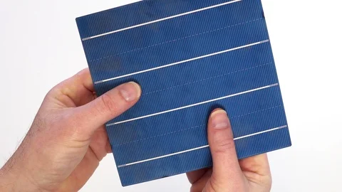 Solar Panel Cell Inspection in Two Hands Stock Footage 86857923
