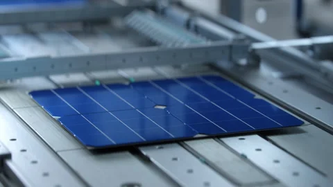 Solar Panel Cells are  Being Moved and Welded Vidéo 241218840