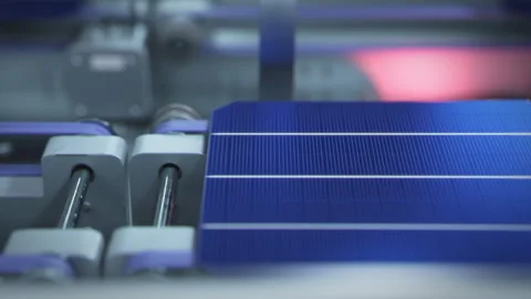 Solar Panel Cells on Conveyor Line Stock Footage 241215478