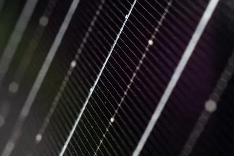 Solar panel cells macro with reflective surface Foto stock
