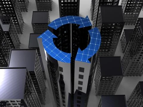 Solar Panel City Illustrazione stock