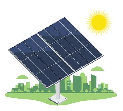 Solar panel Clean energy for Future city Illustrazione stock