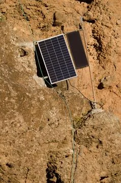Solar panel on a cliff. Stock Photos