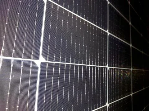 Solar Panel Close up Showing Individual Cells and Grid Structure on a Clear D Stock Photos