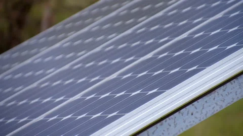 Solar panel closeup on a cloudy day Stock Footage
