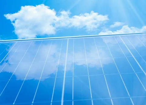 Solar panel with clouds Stock Photos