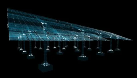 Solar Panel Concept. 3d illustration 库存插图