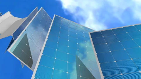 Solar panel concept animation, electricity, generator, sunlight. 動画素材 38646517