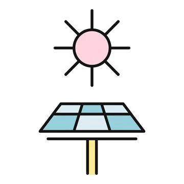 Solar panel converting sun into clean energy icon Stock Illustration