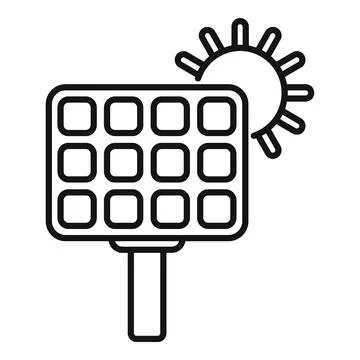 Solar panel converting sun rays into energy icon Stock Illustration