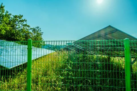 Solar panel covered parking Stock Photos