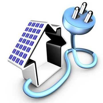 Solar panel delivering energy to an electrical plug Stock Illustration