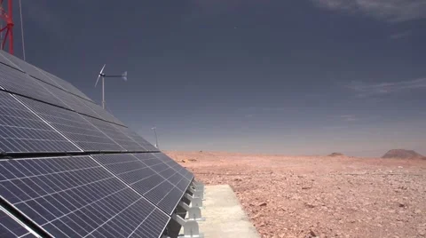 Solar panel in the desert 스톡 동영상 53259453