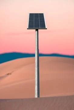 Solar Panel In A Desert 스톡 사진