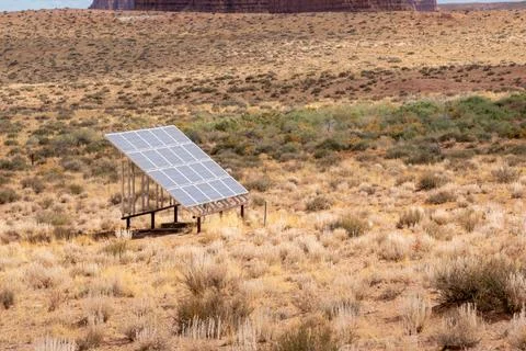 Solar Panel in the desert Stock Photos