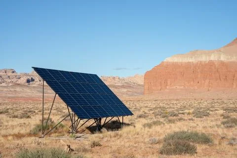 Solar Panel in the desert Stock Photos