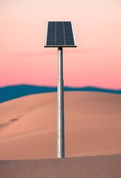Solar Panel In A Desert A Solar Panel In A Remote Location In A Desert, At... 库存照片