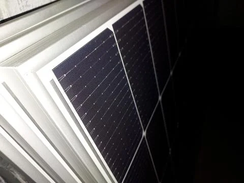 Solar Panel Design Showing Dark Cells for Energy Collection and Light Absor.. Stock Photos
