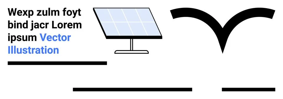 Solar Panel Diagram with Abstract Shape and Text Elements for Educational Use Stock Illustration
