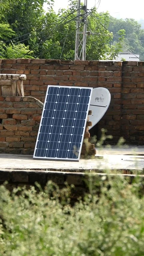 Solar Panel &amp; Dish Antenna Installed On Roof: Sibi Pakistan 14 Jul 2026 Stock Footage 339625978