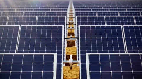 Solar Panel eco system. Alternative energy generation, ecological concept Stock Footage 254098731