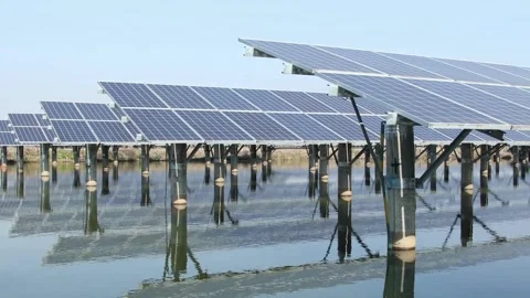 Solar Panel eco system. Alternative energy generation, ecological concept Stock Footage 254104782