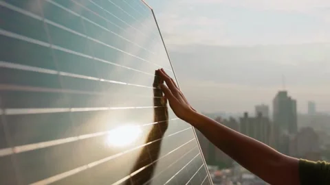 Solar Panel eco system. Alternative energy generation, ecological concept Stock Footage 254105982