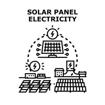Solar panel electricity generating system concept Stock Illustration
