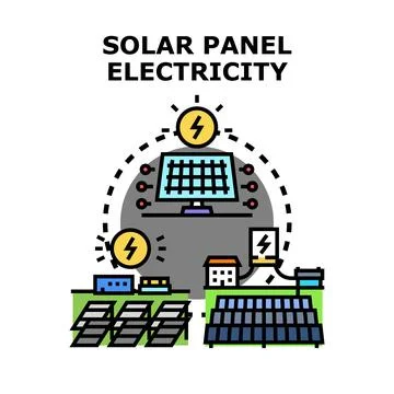 Solar panel electricity generating system concept Stock Illustration