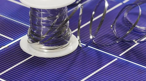 Solar panel elements and wires assembling details Stock Footage 59861120