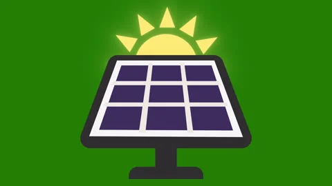 Solar Panel Energy Animation with Sunrising on Green Screen. Power Renewabl.. 库存影片 341635692