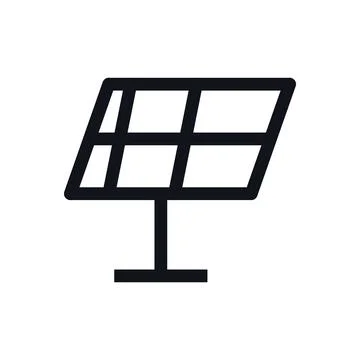 Solar Panel Energy Black White Line Icon Editable Stroke Vector Symbol Stock Illustration
