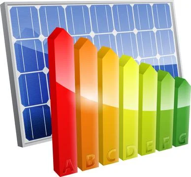 Solar Panel with Energy Efficiency Rating Stock Illustration