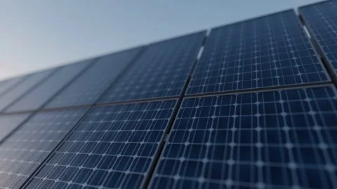 Solar Panel Energy Harnessing at Sunset background Stock Footage 276828595