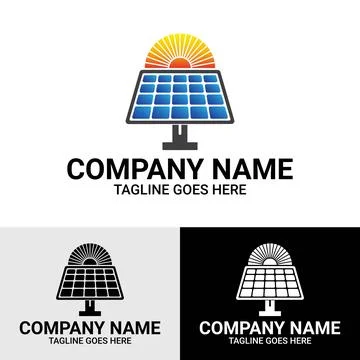 Solar Panel Energy Logo Design Template Stock Illustration