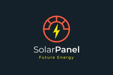 Solar panel energy logo with simple and modern shape for electricity manufact Stock Illustration