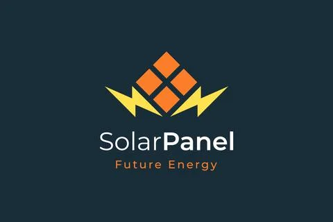 Solar panel energy logo with simple and modern shape for electricity manufact Stock Illustration