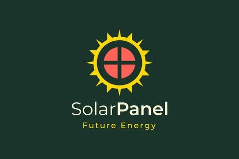 Solar panel energy logo with simple and modern shape for electricity manufact Stock Illustration