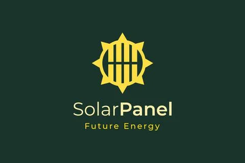 Solar panel energy logo with simple and modern shape for electricity manufact Stock Illustration