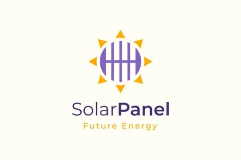 Solar panel energy logo with simple and modern shape for electricity manufact Stock Illustration