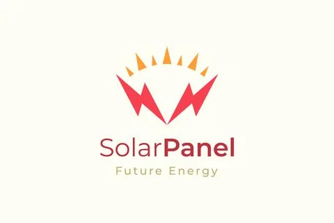 Solar panel energy logo with simple and modern shape for electricity manufact Stock Illustration