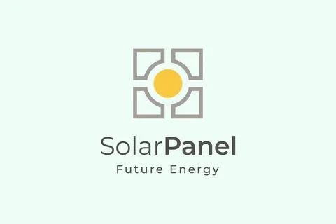 Solar panel energy logo with simple and modern shape for electricity manufact Illustrazione stock