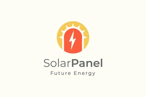 Solar panel energy logo with simple and modern shape for electricity manufact Stock Illustration