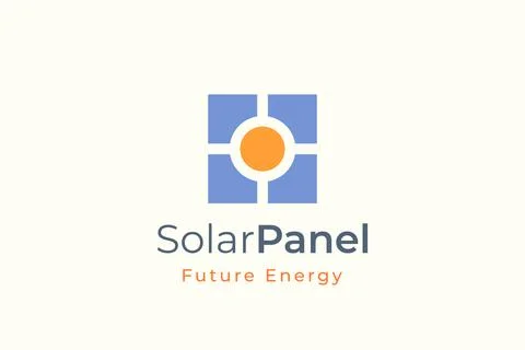 Solar panel energy logo with simple and modern shape for electricity manufact Stock Illustration
