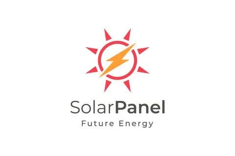 Solar panel energy logo with simple and modern shape for electricity manufact Stock Illustration